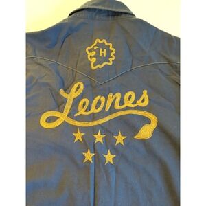 Vtg Y2K Western Shirt Men XL Pearl Snaps Embroidered Leones Baseball Cowboy